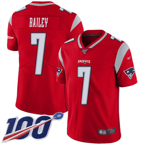 New England Patriots Football #7 100th Season Inverted Legend Limited Red Men Jake Bailey NFL Jersey->new england patriots->NFL Jersey